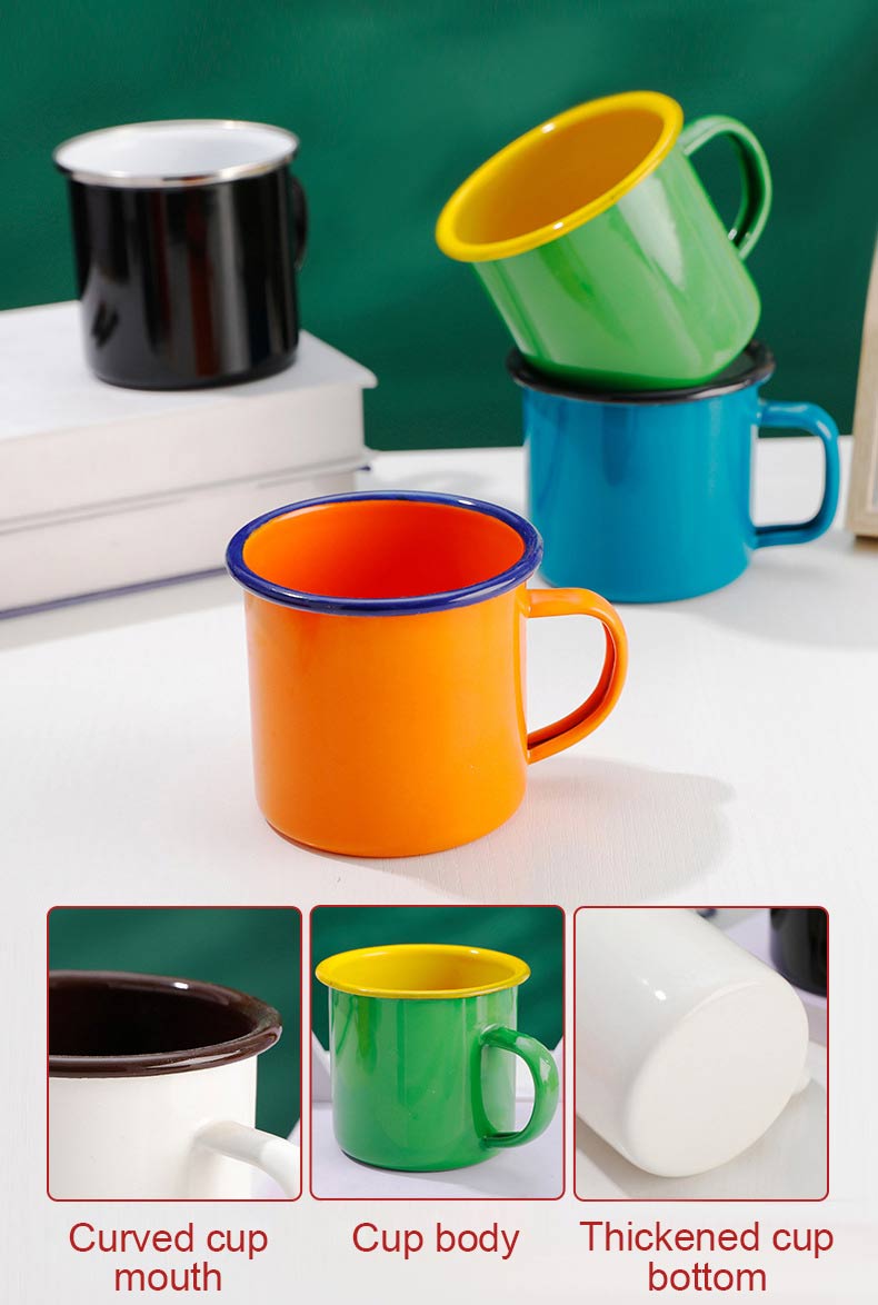 Enamelled Cup Mug Logo Printed Steel Custom Sublimation Travel Camping Enamel Coffee Cup Enamelled Cup Mug Logo Printed Steel Custom Sublimation Travel Camping Enamel Coffee Cup