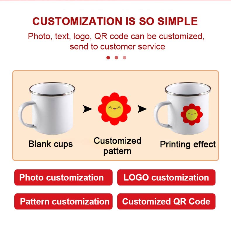 Enamelled Cup Mug Logo Printed Steel Custom Sublimation Travel Camping Enamel Coffee Cup Enamelled Cup Mug Logo Printed Steel Custom Sublimation Travel Camping Enamel Coffee Cup