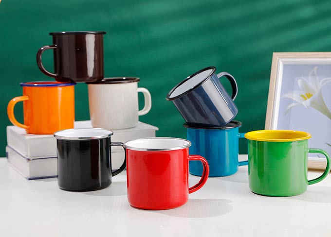 Enamelled Cup Mug Logo Printed Steel Custom Sublimation Travel Camping Enamel Coffee Cup Enamelled Cup Mug Logo Printed Steel Custom Sublimation Travel Camping Enamel Coffee Cup
