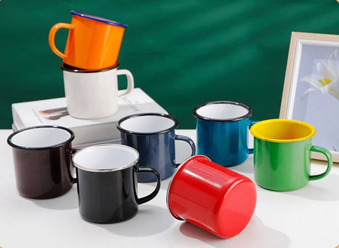 Enamelled Cup Mug Logo Printed Steel Custom Sublimation Travel Camping Enamel Coffee Cup Enamelled Cup Mug Logo Printed Steel Custom Sublimation Travel Camping Enamel Coffee Cup