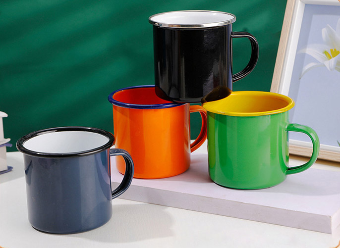 Enamelled Cup Mug Logo Printed Steel Custom Sublimation Travel Camping Enamel Coffee Cup Enamelled Cup Mug Logo Printed Steel Custom Sublimation Travel Camping Enamel Coffee Cup