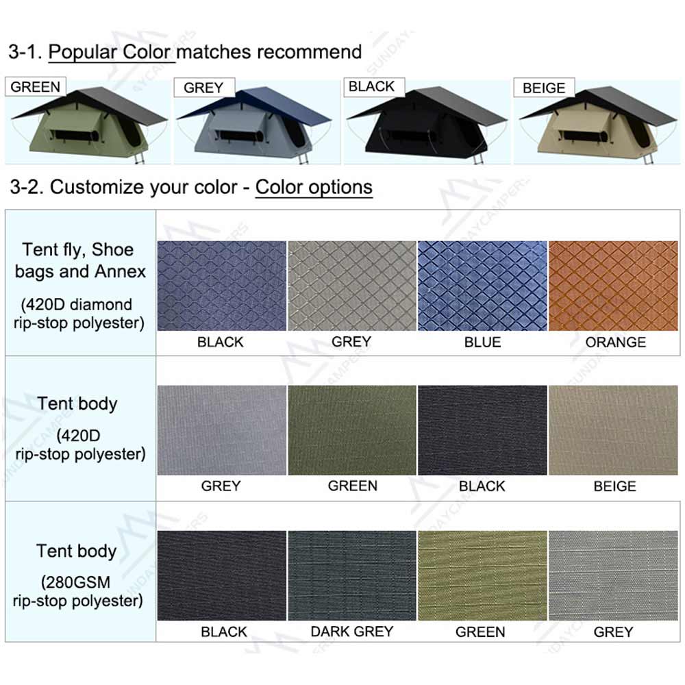 SRT14E Custom factory RTT Waterproof Fabric Softshell Roof Top Tent With Light Blocking For Sale SRT14E Custom factory RTT Waterproof Fabric Softshell Roof Top Tent With Light Blocking For Sale
